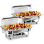 2/4/6 Pack 8QTChafing Dish Buffet Set Stainless Steel Food Warmer Kit with Lids Holders for Restaurant Catering Parties Weddings
