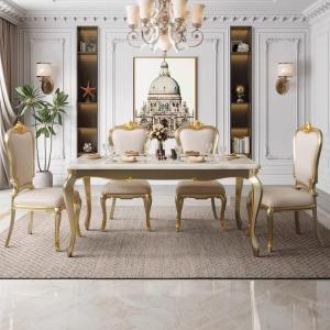 Gold Luxury Design Dining Table Chairs Wood Marble Party Event Dining Table Living Room Mesa Para Comedor Furniture Home