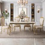 Gold Luxury Design Dining Table Chairs Wood Marble Party Event Dining Table Living Room Mesa Para Comedor Furniture Home
