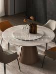 Italian minimalist round marble dining table and chair combination round table turntable modern light luxury home