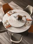 Italian minimalist round marble dining table and chair combination round table turntable modern light luxury home