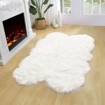 Latepis Sheepskin Rug 4X6 White Faux Fur Rug for Bedroom Bedside Fluffy Rugs for Living Room Fuzzy Plush Soft Rugs Luxury Home Decor