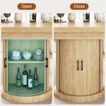 Jocoevol Dining Table for 4-6,63“Extendable Round Kitchen Dining Room Table with 2-Tier Storage Shelf, Space Saving Expandable Wood Oval Circle Dinner Furniture with Pedestal Base (Natural)