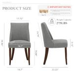 COLAMY Upholstered Dining Chairs Set of 4, Mid Century Modern Kitchen Chairs with Back, Farmhouse Fabric Side Dining Room Chairs with Wood Legs for Dining Room Restaurant, Light Grey