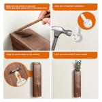 BOTOP 4 Pack Wood Indoor Wall Planter, Modern Boho Wall Decor for Living Room Bedroom, Farmhouse Pocket Vases for Dried Flowers and Faux Greenery Plants - Brown