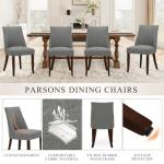 COLAMY Upholstered Dining Chairs Set of 4, Mid Century Modern Kitchen Chairs with Back, Farmhouse Fabric Side Dining Room Chairs with Wood Legs for Dining Room Restaurant, Light Grey