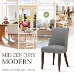 COLAMY Upholstered Dining Chairs Set of 4, Mid Century Modern Kitchen Chairs with Back, Farmhouse Fabric Side Dining Room Chairs with Wood Legs for Dining Room Restaurant, Light Grey