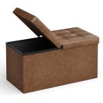 SONGMICS MAZIE Collection - 30 Inches Storage Ottoman Bench with Flipping Lid, Storage Chest Footstool, Load 660 lb, for Entryway, Living Room, Bedroom, Synthetic Leather, Coffee Brown ULSF045K01