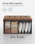 SONGMICS MAZIE Collection - 30 Inches Storage Ottoman Bench with Flipping Lid, Storage Chest Footstool, Load 660 lb, for Entryway, Living Room, Bedroom, Synthetic Leather, Coffee Brown ULSF045K01