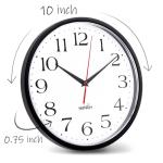 HIPPIH 2 Pack Silent Wall Clock, 10 Inch Non Ticking Quiet Digital Sweep Decorative Battery Operated Wall Clocks for Living Room Bedroom Kitchen School Office Decor, Black