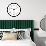 HIPPIH 2 Pack Silent Wall Clock, 10 Inch Non Ticking Quiet Digital Sweep Decorative Battery Operated Wall Clocks for Living Room Bedroom Kitchen School Office Decor, Black