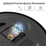 HIPPIH 2 Pack Silent Wall Clock, 10 Inch Non Ticking Quiet Digital Sweep Decorative Battery Operated Wall Clocks for Living Room Bedroom Kitchen School Office Decor, Black