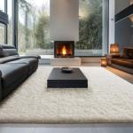 Ophanie Area Rugs 9x12 Living Room, Large Ivory Bedroom Carpet, Big Shag Indoor Thick Soft Nursery Rug, Fluffy Carpets for Boy and Girls Room Dorm Home Decor Aesthetic