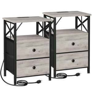 Stylish Nightstand Set with USB Charging Ports