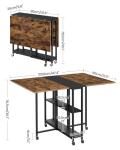 CHOEZON Folding Dining Table, Movable Dining Table, Expandable Kitchen Table, Versatile Table with 6 Wheels and 2-Tier Shelf, for Dining, Living Room, Apartment, Rustic Brown TCZ01BF