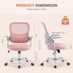 Sweetcrispy Home Office Managerial Executive Chair, Ergonomic Mesh Adjustable Swivel Mid-Back Chair with, Flip-up Arms, Comfortable Lumbar Support, Comfy Arms for Bedroom,Study,Student