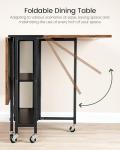 CHOEZON Folding Dining Table, Movable Dining Table, Expandable Kitchen Table, Versatile Table with 6 Wheels and 2-Tier Shelf, for Dining, Living Room, Apartment, Rustic Brown TCZ01BF