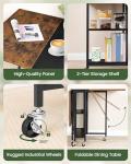 CHOEZON Folding Dining Table, Movable Dining Table, Expandable Kitchen Table, Versatile Table with 6 Wheels and 2-Tier Shelf, for Dining, Living Room, Apartment, Rustic Brown TCZ01BF