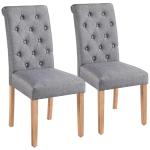 Yaheetech Dining Chairs Set of 2 Fabric Upholstered Dining Room Chairs with Button Tufted High Back and Solid Wood Legs for Kitchen/Living Room/Restaurant, Modern Style, Dark Gray