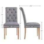 Yaheetech Dining Chairs Set of 2 Fabric Upholstered Dining Room Chairs with Button Tufted High Back and Solid Wood Legs for Kitchen/Living Room/Restaurant, Modern Style, Dark Gray