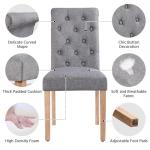 Yaheetech Dining Chairs Set of 2 Fabric Upholstered Dining Room Chairs with Button Tufted High Back and Solid Wood Legs for Kitchen/Living Room/Restaurant, Modern Style, Dark Gray