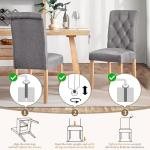 Yaheetech Dining Chairs Set of 2 Fabric Upholstered Dining Room Chairs with Button Tufted High Back and Solid Wood Legs for Kitchen/Living Room/Restaurant, Modern Style, Dark Gray