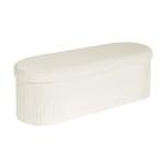 PINPLUS Storage Ottoman Bench Tufted Oval Ottomans Bench Foot Rest, Chest Box Velvet Bench with Storage, 43"x15"x15" (White)