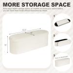 PINPLUS Storage Ottoman Bench Tufted Oval Ottomans Bench Foot Rest, Chest Box Velvet Bench with Storage, 43"x15"x15" (White)