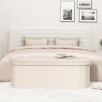PINPLUS Storage Ottoman Bench Tufted Oval Ottomans Bench Foot Rest, Chest Box Velvet Bench with Storage, 43"x15"x15" (White)