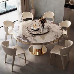 Modern restaurant marble round dining table and chair combination simple round table with turntable dining table