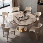 Modern restaurant marble round dining table and chair combination simple round table with turntable dining table
