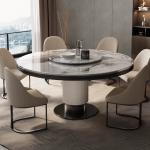 Modern restaurant marble round dining table and chair combination simple round table with turntable dining table