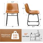 Dining Chairs Set of 4, 18" PU Leather Armless Dinner Chairs with Backrest, Modern Kitchen Dining Room Chair with Metal Legs for