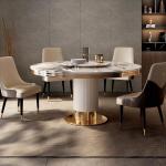 Modern restaurant marble round dining table and chair combination simple round table with turntable dining table