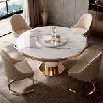 Modern restaurant marble round dining table and chair combination simple round table with turntable dining table