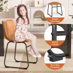 Dining Chairs Set of 4, 18" PU Leather Armless Dinner Chairs with Backrest, Modern Kitchen Dining Room Chair with Metal Legs for