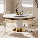 Modern restaurant marble round dining table and chair combination simple round table with turntable dining table