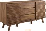 Render 63" Mid-Century Modern Sideboard Buffet Table or TV Stand in Walnut
