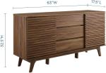 Render 63" Mid-Century Modern Sideboard Buffet Table or TV Stand in Walnut