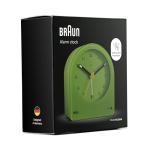 Braun Classic Analogue Alarm Clock with Snooze and Continuous Backlight, Quiet Quartz Movement, Easy to Read Dial, Crescendo Beep Alarm in Green, Model BC22GN.