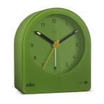Braun Classic Analogue Alarm Clock with Snooze and Continuous Backlight, Quiet Quartz Movement, Easy to Read Dial, Crescendo Beep Alarm in Green, Model BC22GN.