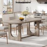 DWVO Dining Room Table for 6-8 People 70.86" Large Rectangle Dining Table Farmhouse Kitchen Table with Heavy Duty Wooden Base for Apartment Living Room Grey Oak
