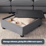 Huatean Home 125 Inch Oversized Corduroy Modular Sectional Sofa, U Shaped Modular Couch with Storage, 6 Seat Convertible Corduroy Couch, Comfy Sectional Couches for Living Room with Memory Foam, Grey