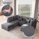 Huatean Home 125 Inch Oversized Corduroy Modular Sectional Sofa, U Shaped Modular Couch with Storage, 6 Seat Convertible Corduroy Couch, Comfy Sectional Couches for Living Room with Memory Foam, Grey