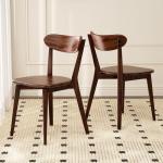 Oak Wood Dining Chairs,Mid Century Modern Dining Chairs with Comfortable Curved Backrest,Wood Chairs for Kitchen,Dining Room (2,