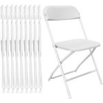 White Folding Chair, Plastic Folding Chairs 10 Pack for Outside, Indoor Outdoor Chairs with Steel Frame, Foldable Chair for Wedd