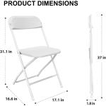 White Folding Chair, Plastic Folding Chairs 10 Pack for Outside, Indoor Outdoor Chairs with Steel Frame, Foldable Chair for Wedd