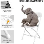 White Folding Chair, Plastic Folding Chairs 10 Pack for Outside, Indoor Outdoor Chairs with Steel Frame, Foldable Chair for Wedd