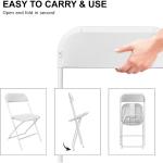 White Folding Chair, Plastic Folding Chairs 10 Pack for Outside, Indoor Outdoor Chairs with Steel Frame, Foldable Chair for Wedd