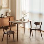 Oak Wood Dining Chairs,Mid Century Modern Dining Chairs with Comfortable Curved Backrest,Wood Chairs for Kitchen,Dining Room (2,